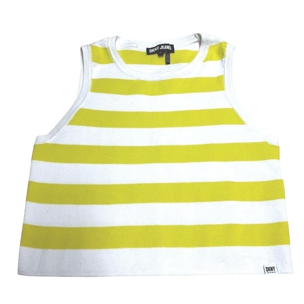 DKNY‎ Jeans Women's Striped Tank Top Yellow White Size XL Knit